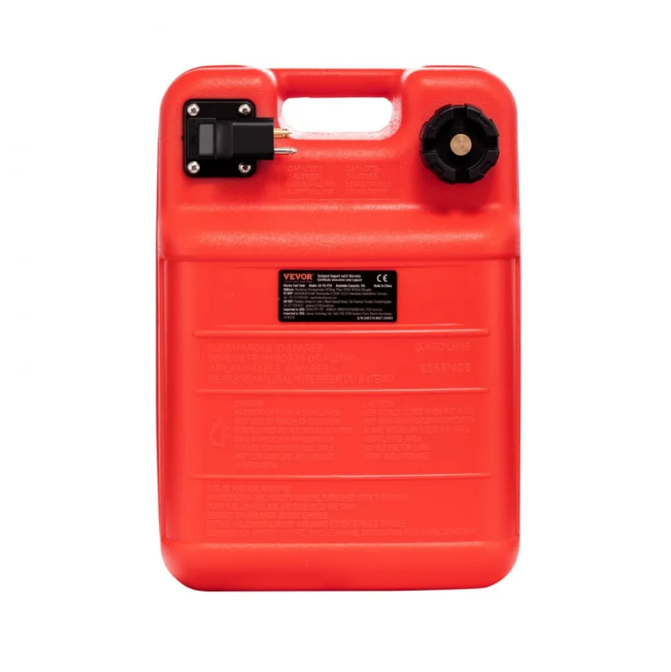 VEVOR Marine Tank, 6.34-Gallon/24-L Marine Portable Tank Outboard Marine Boat Transfer Tank with 9.8ft Hose, Gauge for Outboard Engine Boats, Yacht, Fishing Boat, Deck Boat, Red