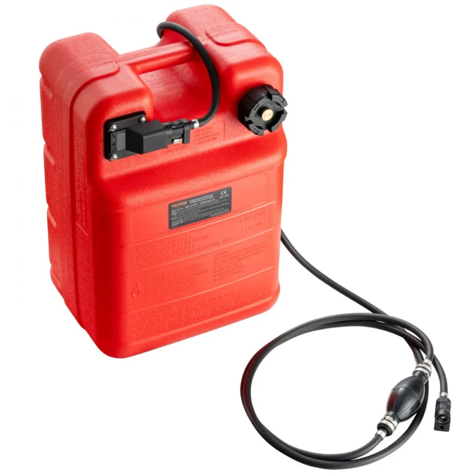 VEVOR Marine Tank, 6.34-Gallon/24-L Marine Portable Tank Outboard Marine Boat Transfer Tank with 9.8ft Hose, Gauge for Outboard Engine Boats, Yacht, Fishing Boat, Deck Boat, Red