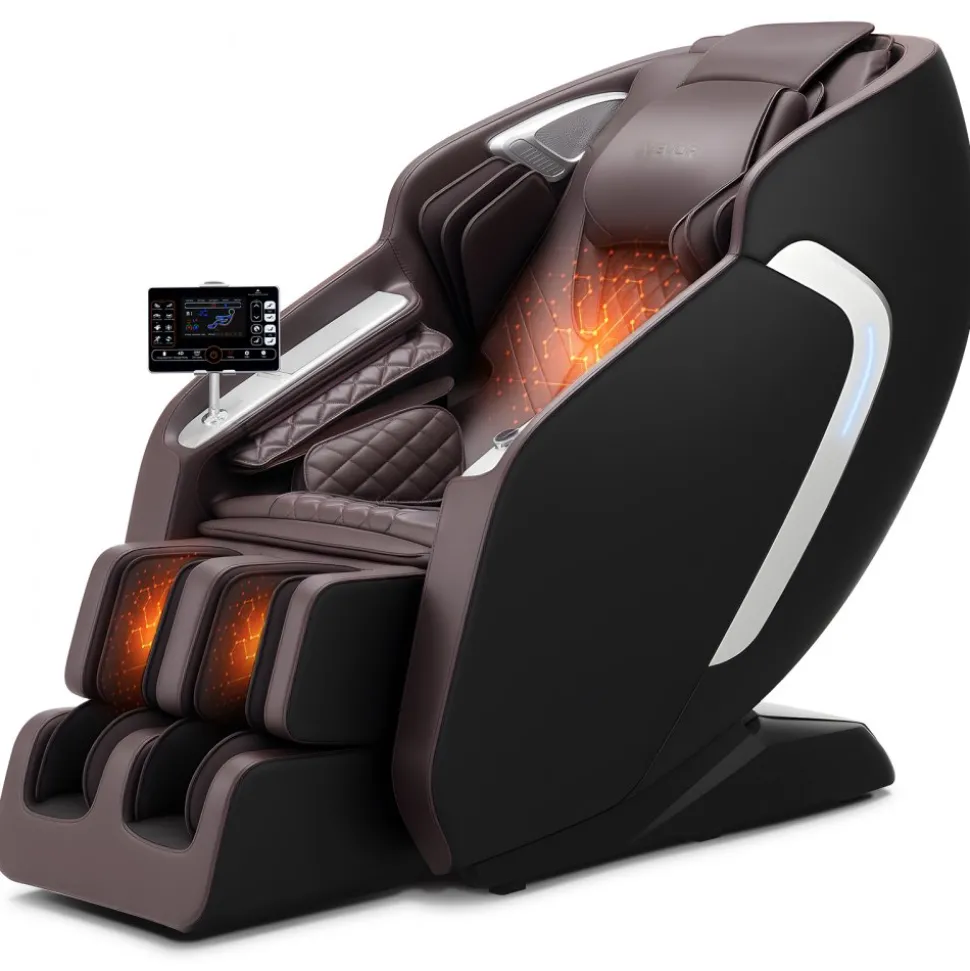VEVOR Massage Chair, 4D Full Body Zero Gravity Recliner with SL Track, Yoga Stretch, AI Voice Control, Heat, Foot Roller, Retractable Pedal, 36 Airbags, LCD, Armrest Controls, Rolling Base