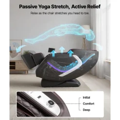 VEVOR Massage Chair, 4D Full Body Zero Gravity Recliner with SL Track, Yoga Stretch, AI Voice Control, Heat, Foot Roller, Retractable Pedal, 36 Airbags, LCD, Armrest Controls, Rolling Base