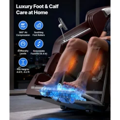 VEVOR Massage Chair, 4D Full Body Zero Gravity Recliner with SL Track, Yoga Stretch, AI Voice Control, Heat, Foot Roller, Retractable Pedal, 36 Airbags, LCD, Armrest Controls, Rolling Base