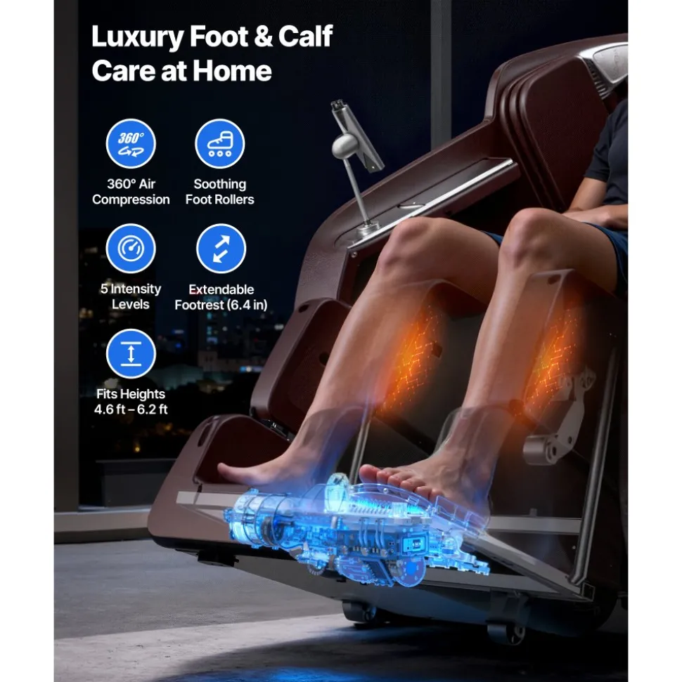 VEVOR Massage Chair, 4D Full Body Zero Gravity Recliner with SL Track, Yoga Stretch, AI Voice Control, Heat, Foot Roller, Retractable Pedal, 36 Airbags, LCD, Armrest Controls, Rolling Base