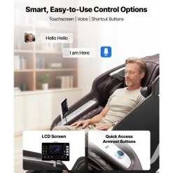 VEVOR Massage Chair, 4D Full Body Zero Gravity Recliner with SL Track, Yoga Stretch, AI Voice Control, Heat, Foot Roller, Retractable Pedal, 36 Airbags, LCD, Armrest Controls, Rolling Base