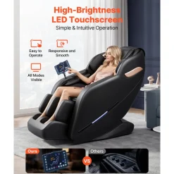 VEVOR Massage Chair, 3D Zero-Gravity Full Body Massage Chair with Extendable Footrest, Automatic Modes, Airbags, Waist & Leg Heating, Bluetooth Speaker, Touchscreen Control, for Home and Office Use