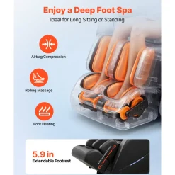VEVOR Massage Chair, 3D Zero-Gravity Full Body Massage Chair with Extendable Footrest, Automatic Modes, Airbags, Waist & Leg Heating, Bluetooth Speaker, Touchscreen Control, for Home and Office Use
