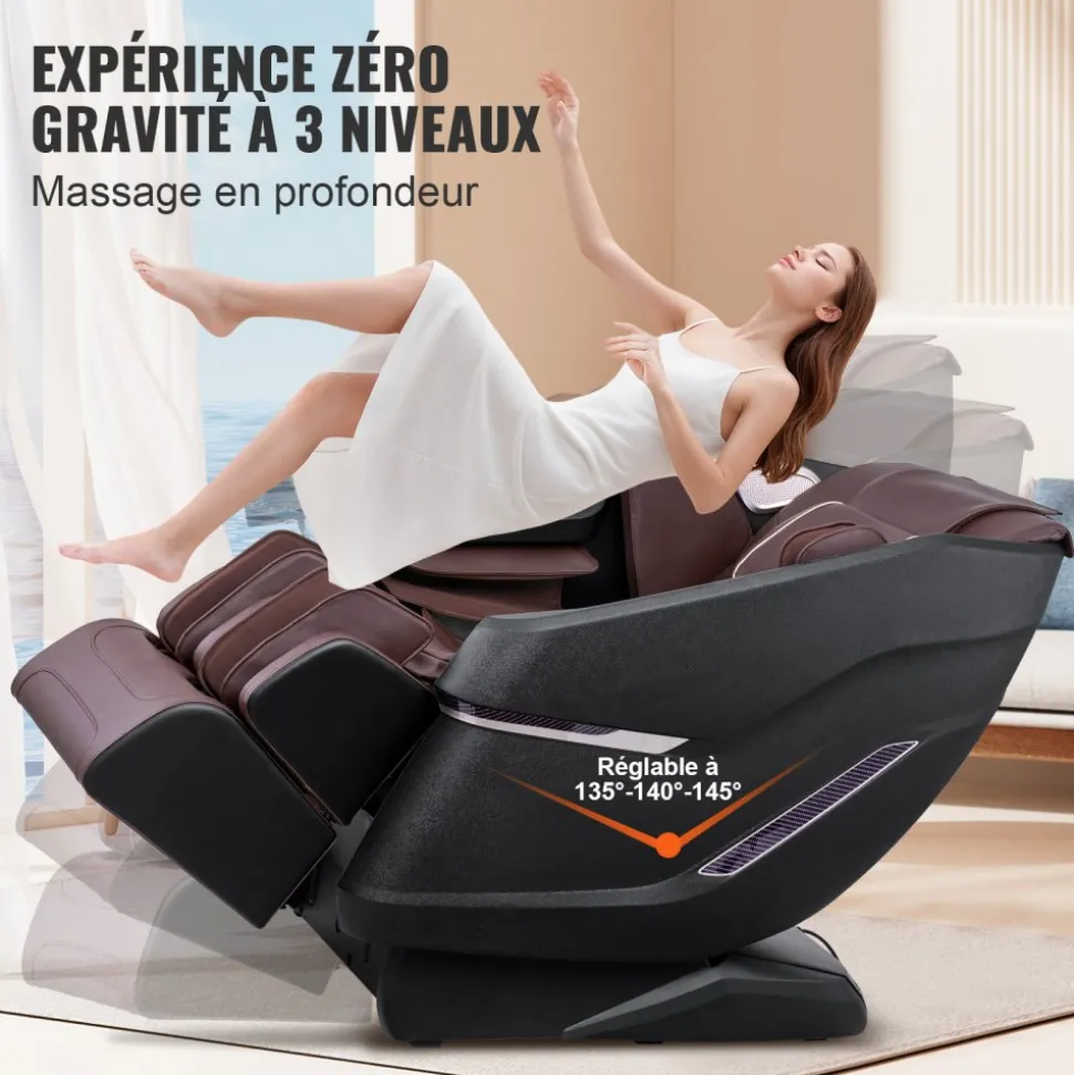 VEVOR Massage Chair with Flexible SL-Track, Full Body Zero Gravity Recliner, 10-18 Auto Modes, 3D Shiatsu, Heating, Bluetooth Speaker, Airbag, Foot Roller, and Touch Screen