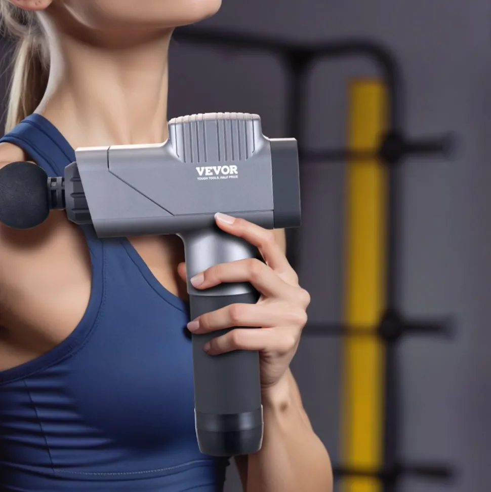 VEVOR Massage Gun Deep Tissue, Percussion Muscle Massager for Athletes - with 8 Speed Levels & 6 Massage Heads, 16V 2500mAh Batteries, Handheld Massage Gun for Pain Relief, Muscle Relaxation