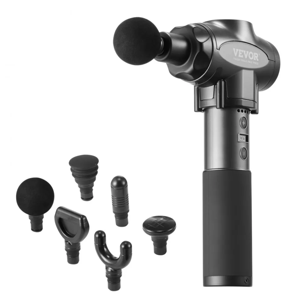 VEVOR Massage Gun Deep Tissue with 9 Speed Levels & 6 Massage Heads, 24V 2500mAh Batteries, Percussion Muscle Massager for Athletes, Handheld Electric Massage Gun for Pain Relief, Muscle Relaxation