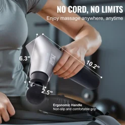 VEVOR Massage Gun Deep Tissue, Percussion Muscle Massage Gun for Athletes - with 6 Speed Levels & 4 Massage Heads, 12V 2500mAh Batteries, Handheld Mini Massage Gun for Pain Relief, Muscle Relaxation