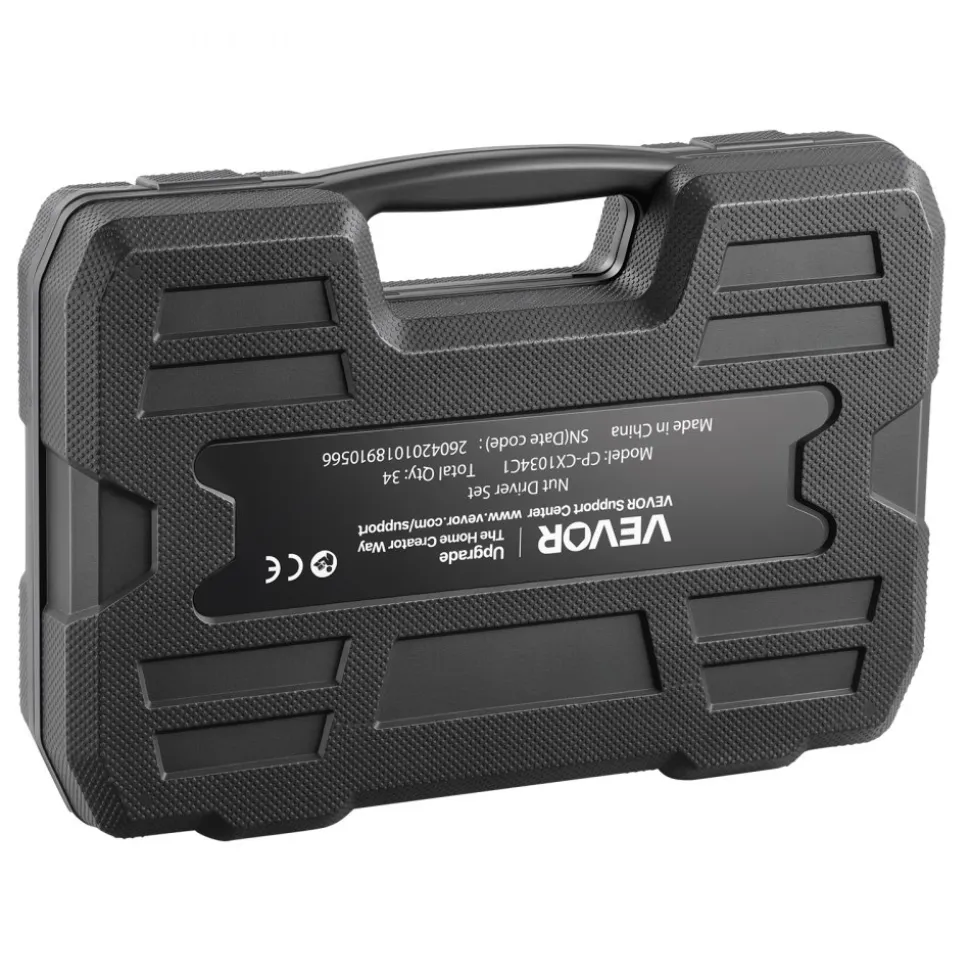 VEVOR Master Magnetic Impact Nut Driver Set 34-Piece, Metric & SAE Sizes, with Nut Setter, Quick Release Extension, Wing Nut Driver, Storage Box, Versatile for Automotive, Machinery, and DIY Tasks