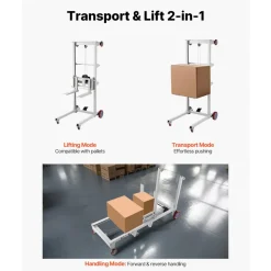 VEVOR Material Lift Winch Stacker, 551 lbs Capacity Pallet Truck Dolly, 70 in Max Lifting Height Manual Winch Stacker, Multifunctional Manual Pallet Truck Stacker with Wheels and Adjustable Fork