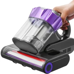 VEVOR Mattress Vacuum Cleaner, 550W Bed Vacuum Cleaner with 18Kpa Powerful Suction and Dual Dust Bin, HEPA Filter & Heating, Ultrasound Tech & Cleaning Lights, Handheld for Bed, Sofa, Corded, Gray