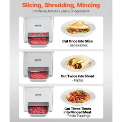 VEVOR Meat Cutter Machine, 550W Meat Slicer, 350 lb/h Commercial Meat Cutting Machine, Stainless Steel, 3.5 mm Thickness, Electric Food Cutting Slicer for Home Kitchen, Restaurant, Supermarket