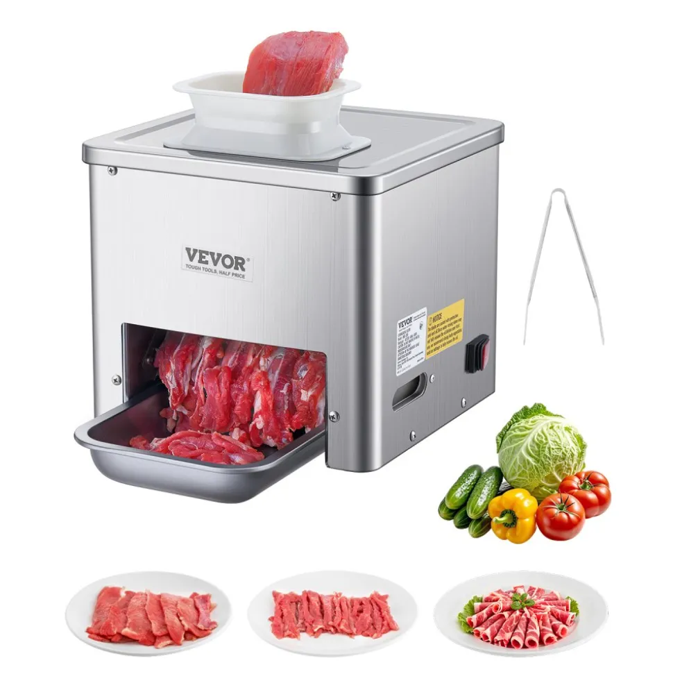 VEVOR Meat Cutter Machine, 550W Meat Slicer, 350 lb/h Commercial Meat Cutting Machine, Stainless Steel, 3.5 mm Thickness, Electric Food Cutting Slicer for Home Kitchen, Restaurant, Supermarket
