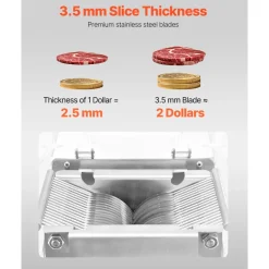 VEVOR Meat Cutter Machine, 550W Meat Slicer, 350 lb/h Commercial Meat Cutting Machine, Stainless Steel, 3.5 mm Thickness, Electric Food Cutting Slicer for Home Kitchen, Restaurant, Supermarket