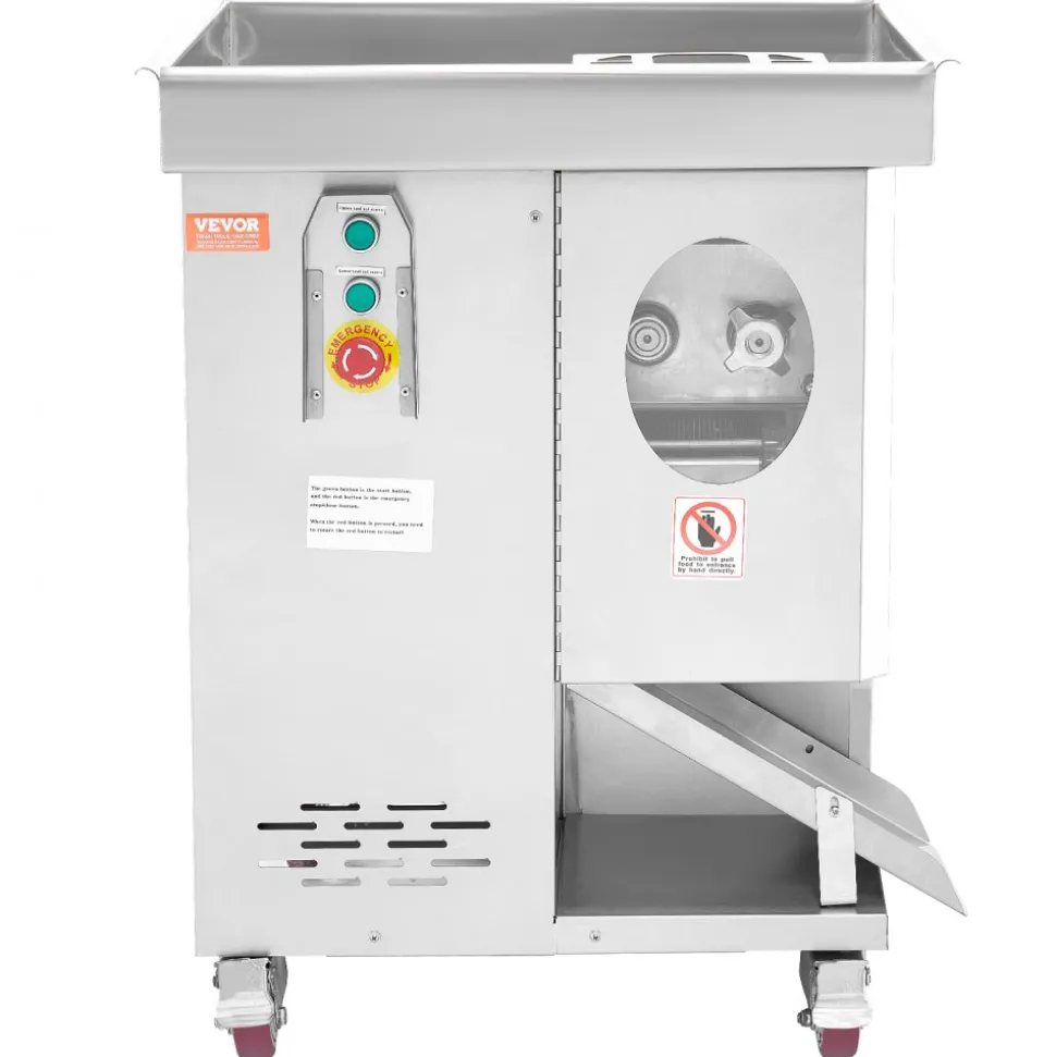 VEVOR Meat Cutter Machine, 1100W Meat Slicer, 1102 lb/h Commercial Meat Cutting Machine, Stainless Steel, 5 mm Thickness, Detachable Blades, Electric Food Slicer for Kitchen Restaurant Supermarket