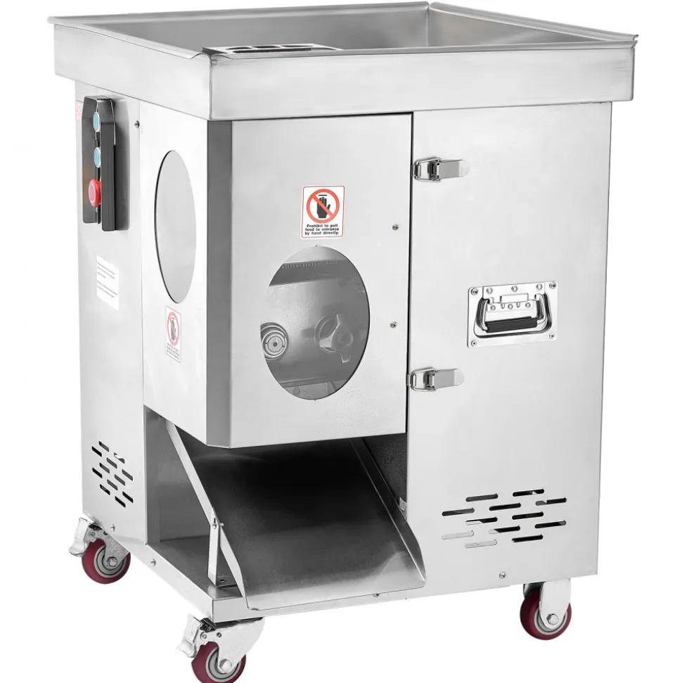 VEVOR Meat Cutter Machine, 1100W Meat Slicer, 1102 lb/h Commercial Meat Cutting Machine, Stainless Steel, 5 mm Thickness, Detachable Blades, Electric Food Slicer for Kitchen Restaurant Supermarket