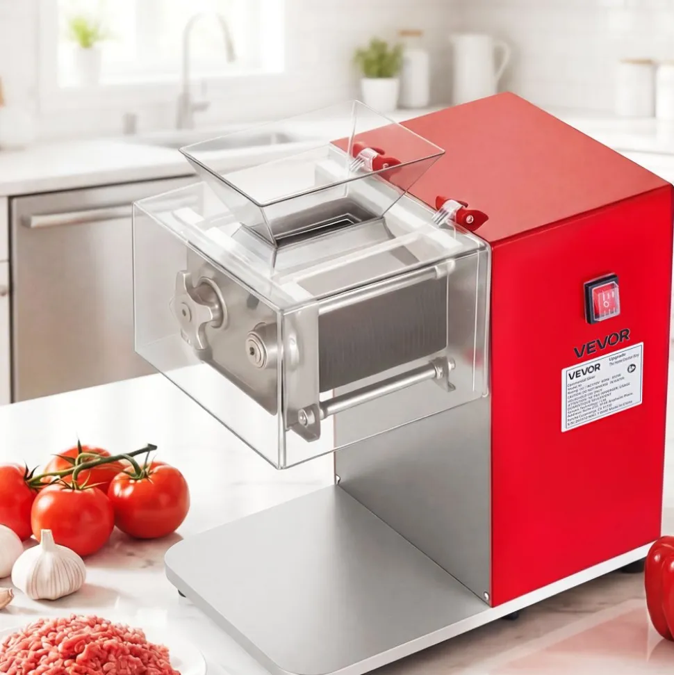 VEVOR Meat Cutting Machine, 850W Commercial Slicer, 3.5mm Heavy Duty Stainless Steel Blade Shredder for Boneless Meat Soft Vegetables, Electric Food Slicers for Kitchen Restaurant Supermarket