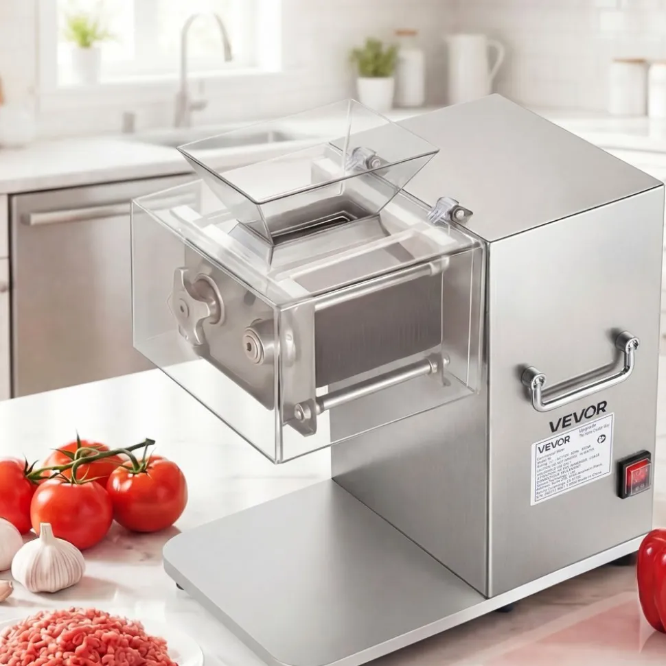 VEVOR Meat Cutting Machine, 850W Commercial Slicer, 5mm Heavy Duty Stainless Steel Blade Shredder for Boneless Meat Soft Vegetables, Electric Food Slicers for Kitchen Restaurant Supermarket