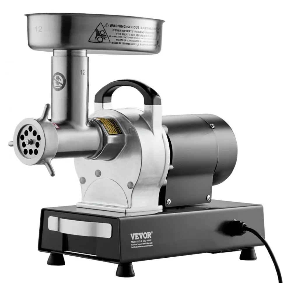 VEVOR Meat Grinder, 9 Lbs/Min Capacity Electric Meat Grinders with Blade, Grinding Plate, Sausage Maker, Stainless Steel Commercial Meat Mincer for Kitchen Restaurant Butcher Store
