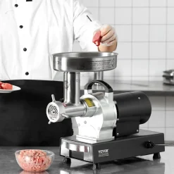 VEVOR Meat Grinder, 9 Lbs/Min Capacity Electric Meat Grinders with Blade, Grinding Plate, Sausage Maker, Stainless Steel Commercial Meat Mincer for Kitchen Restaurant Butcher Store