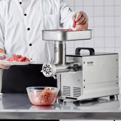 VEVOR Meat Grinder, 11 Lbs/Min Capacity Electric Meat Grinders with Blade, Grinding Plate, Sausage Maker, Stainless Steel Commercial Meat Mincer for Kitchen Restaurant Butcher Store