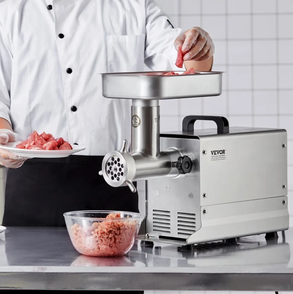 VEVOR Meat Grinder, 11 Lbs/Min Capacity Electric Meat Grinders with Blade, Grinding Plate, Sausage Maker, Stainless Steel Commercial Meat Mincer for Kitchen Restaurant Butcher Store