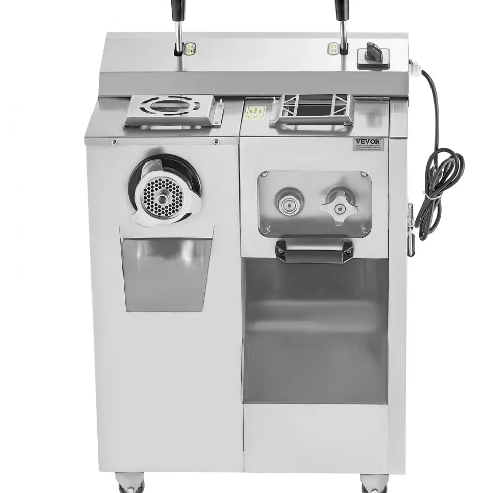 VEVOR Meat Grinder, 14 Lbs/Min Electric Meat Grinder, Slicer, Sausage Stuffer with Blade, Grinding Plate, Sausage Maker, Stainless Steel Meat Mincer Cabinet for Slice Shred Dice, Restaurant Butcher