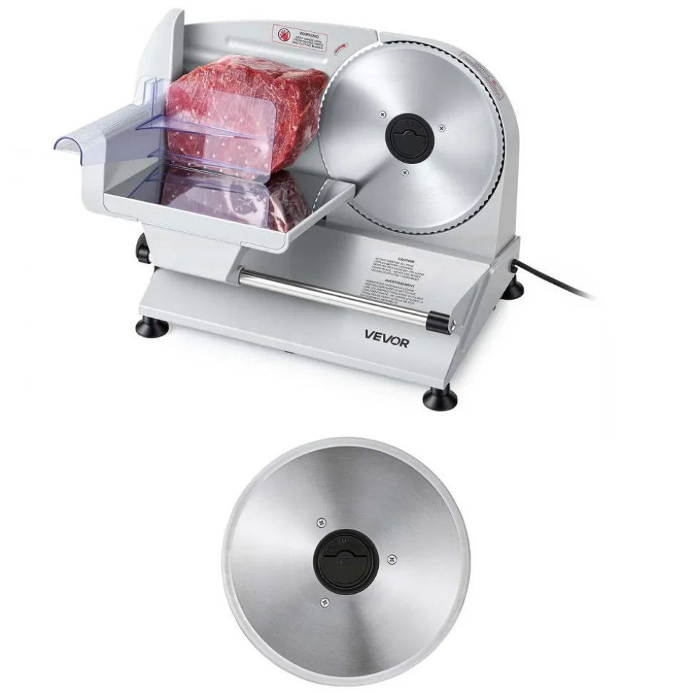 VEVOR Meat Slicer, 7.5" Electric Deli Slicer with 2 SUS420 Blades & 0-0.6" Adjustable Thickness, 200W Home Food-Slicer for Frozen Meat, Ham, Baguett, Steak, UL Approved