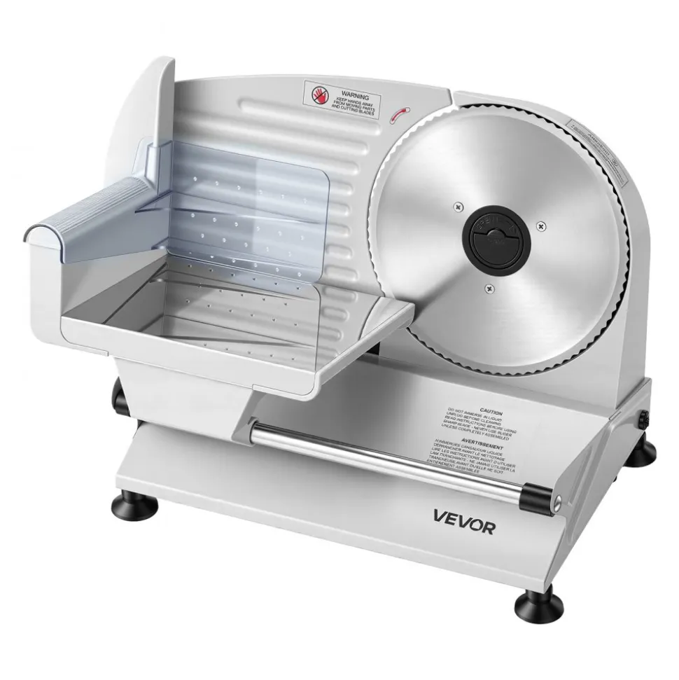 VEVOR Meat Slicer, 7.5" Electric Deli Slicer with 2 SUS420 Blades & 0-0.6" Adjustable Thickness, 200W Home Food-Slicer for Frozen Meat, Ham, Baguett, Steak, UL Approved