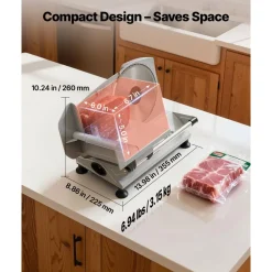 VEVOR Meat Slicer, 6.7 inch 150W Electric Deli Slicer Machine with two SUS420 Blades,  0-0.6 inch Adjustable Thickness, ETL Certified Home Food-Slicer for Meat, Ham, Baguett, Steak, ETL Approved