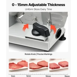VEVOR Meat Slicer, 6.7 inch 150W Electric Deli Slicer Machine with two SUS420 Blades,  0-0.6 inch Adjustable Thickness, ETL Certified Home Food-Slicer for Meat, Ham, Baguett, Steak, ETL Approved