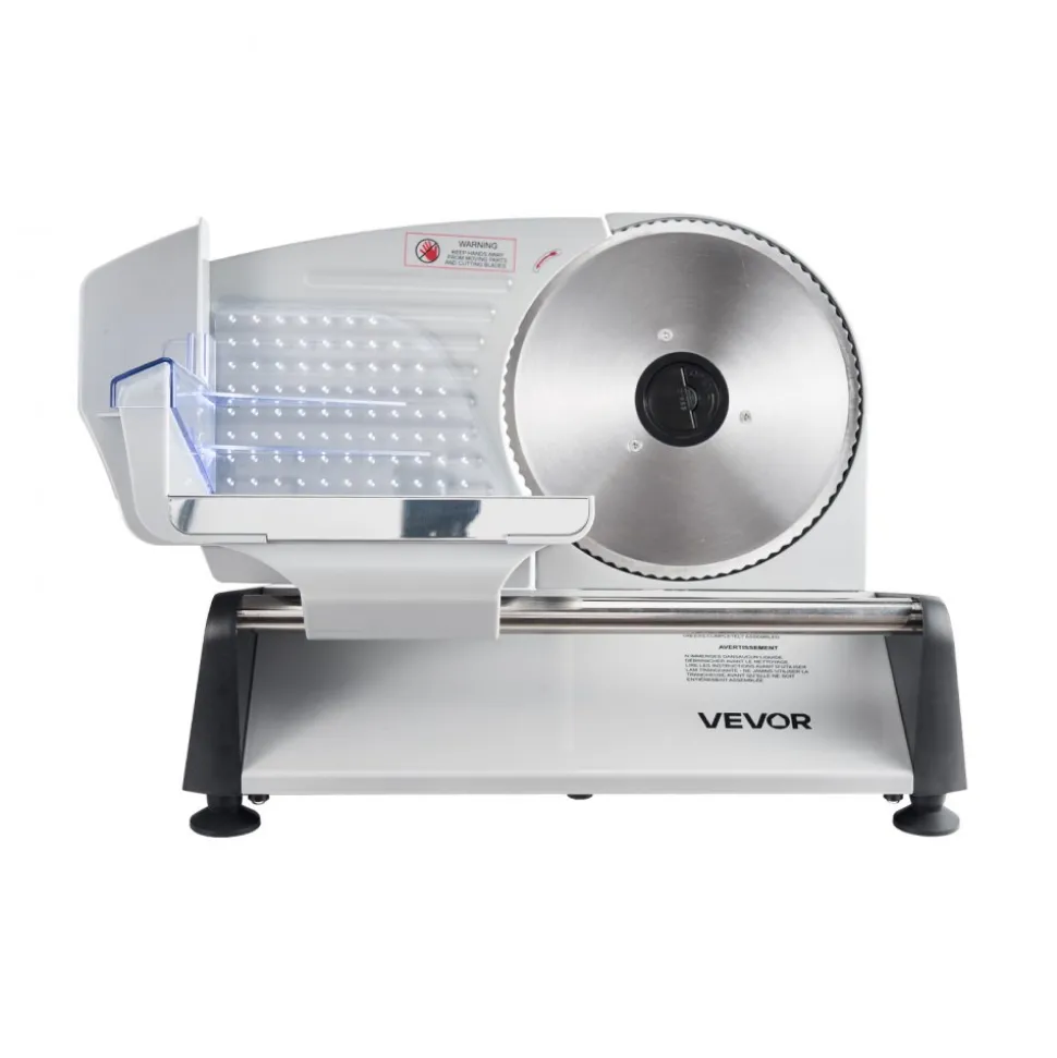 VEVOR Meat Slicer, 7.5 inch 200W Electric Deli Slicer Machine with SUS420 Blade, 0-0.6 inch Adjustable Thickness, ETL Certified Home Food-Slicer for Meat, Ham, Baguett, Steak, ETL Approved