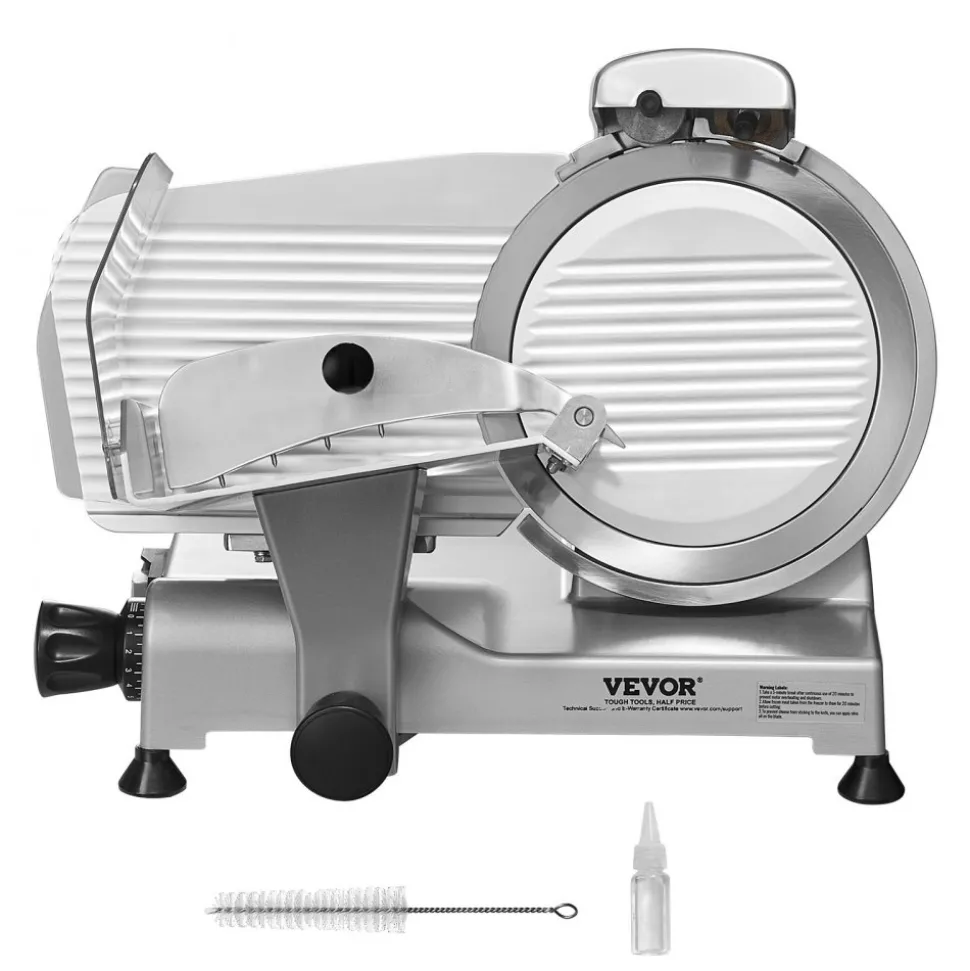 VEVOR Meat Slicer, 340W Electric Deli Food Slicer with 10" SUS420 Stainless Steel Blade and Built-in Sharpening Stone, 0-0.6 inch Adjustable Thickness for Commercial and Home Use, Cut Meat and Cheese