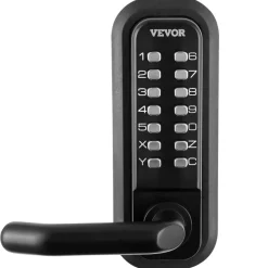 VEVOR Mechanical Keyless Entry Door Lock, 2.0 Code Upgrade, 4-7 Digits Code, Single-Sided Push Button Combination Mechanical Keypad Door Knob, Auto Locking, for Garden Gates, Indoor or Outdoor, Silver