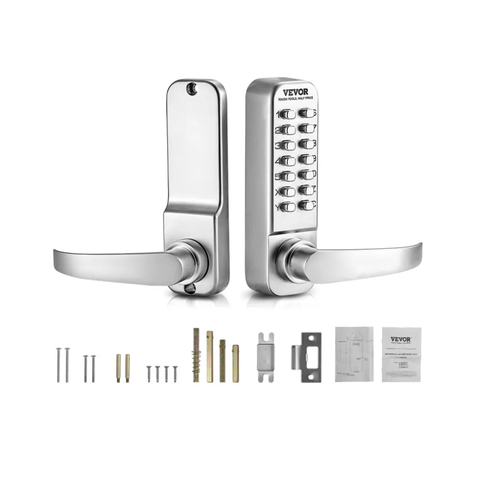 VEVOR Mechanical Keyless Entry Door Lock, 14 Key Mechanical Door Lock, Mechanical Keypad Door Lock with Handle, Stainless Steel Waterproof Keyless Gate Lock, for Home Office Outdoor Fence Garage Yard
