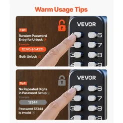 VEVOR Mechanical Keyless Entry Door Lock, 14 Key Mechanical Door Lock, Mechanical Keypad Door Lock with Handle, Double-Sided Stainless Steel Waterproof Keyless Gate Lock, for Home Office Fence Garage