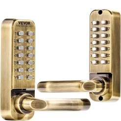 VEVOR Mechanical Keyless Entry Door Lock, 14 Key Mechanical Door Lock, Mechanical Keypad Door Lock with Handle, Double-Sided Stainless Steel Waterproof Keyless Gate Lock, for Home Office Fence Garage