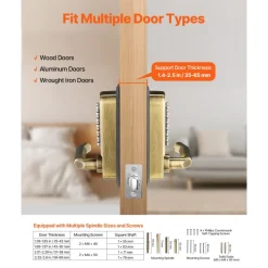 VEVOR Mechanical Keyless Entry Door Lock, 14 Key Mechanical Door Lock, Mechanical Keypad Door Lock with Handle, Double-Sided Stainless Steel Waterproof Keyless Gate Lock, for Home Office Fence Garage