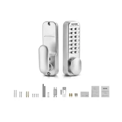 VEVOR Mechanical Keyless Entry Door Lock, 14 Key Mechanical Door Lock, Mechanical Keypad Door Knob, Single-Side Stainless Steel Waterproof Keyless Gate Lock, for Home Office Outdoor Fence Garage Yard