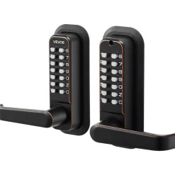 VEVOR Mechanical Keyless Entry Door Lock, 2.0 Code Upgrade, 4-7 Digits Code, Double-Sided Push Button Combination Keypad Door Lock with Handle, Auto Locking, for Indoor or Outdoor, Oil-Rubbed Bronze