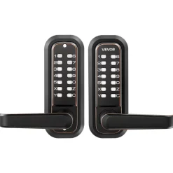 VEVOR Mechanical Keyless Entry Door Lock, 2.0 Code Upgrade, 4-7 Digits Code, Double-Sided Push Button Combination Keypad Door Lock with Handle, Auto Locking, for Indoor or Outdoor, Oil-Rubbed Bronze