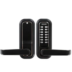 VEVOR Mechanical Keyless Entry Door Lock, 2.0 Code Upgrade, 4-7 Digits Code, Single-Sided Push Button Combination Keypad Door Lock with Handle, Auto Locking, for Indoor or Outdoor, Oil-Rubbed Bronze