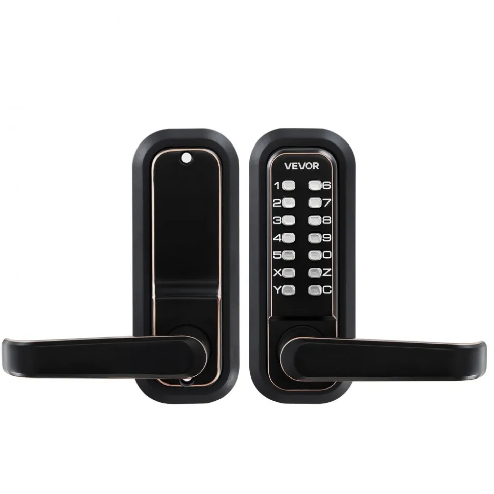 VEVOR Mechanical Keyless Entry Door Lock, 2.0 Code Upgrade, 4-7 Digits Code, Single-Sided Push Button Combination Keypad Door Lock with Handle, Auto Locking, for Indoor or Outdoor, Oil-Rubbed Bronze