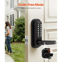 VEVOR Mechanical Keyless Entry Door Lock, 2.0 Code Upgrade, 4-7 Digits Code, Single-Sided Push Button Combination Keypad Door Lock with Handle, Auto Locking, for Indoor or Outdoor, Oil-Rubbed Bronze