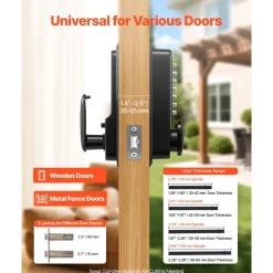 VEVOR Mechanical Keyless Entry Door Lock, 2.0 Code Upgrade, 4-7 Digits Code, Single-Sided Push Button Combination Mechanical Keypad Door Knob, Auto Locking, for Garden Gates, Indoor or Outdoor, Black