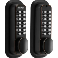 VEVOR Mechanical Keyless Entry Door Lock, 2.0 Code Upgrade, 4-7 Digits Code, Double-Sided Push Button Combination Mechanical Keypad Door Knob, Auto Locking, for Indoor or Outdoor, Oil-Rubbed Bronze