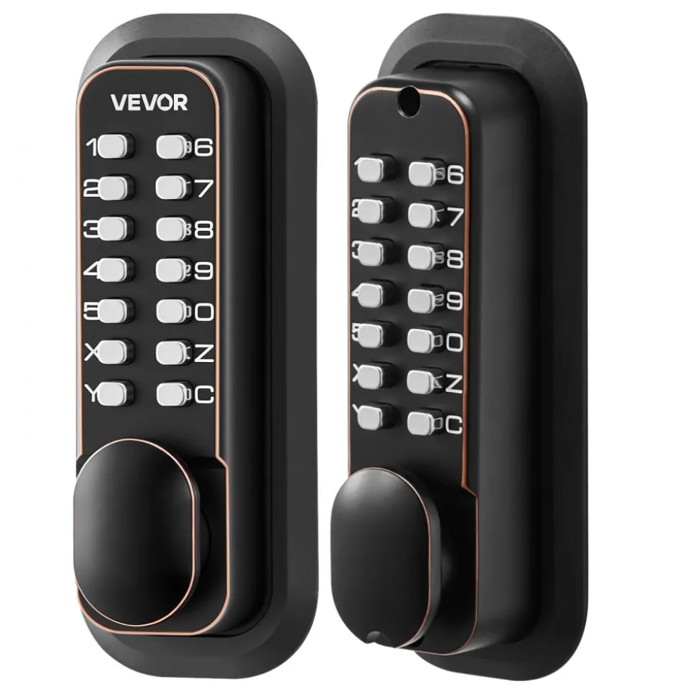 VEVOR Mechanical Keyless Entry Door Lock, 2.0 Code Upgrade, 4-7 Digits Code, Double-Sided Push Button Combination Mechanical Keypad Door Knob, Auto Locking, for Indoor or Outdoor, Oil-Rubbed Bronze