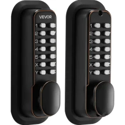 VEVOR Mechanical Keyless Entry Door Lock, 2.0 Code Upgrade, 4-7 Digits Code, Double-Sided Push Button Combination Mechanical Keypad Door Knob, Auto Locking, for Indoor or Outdoor, Oil-Rubbed Bronze