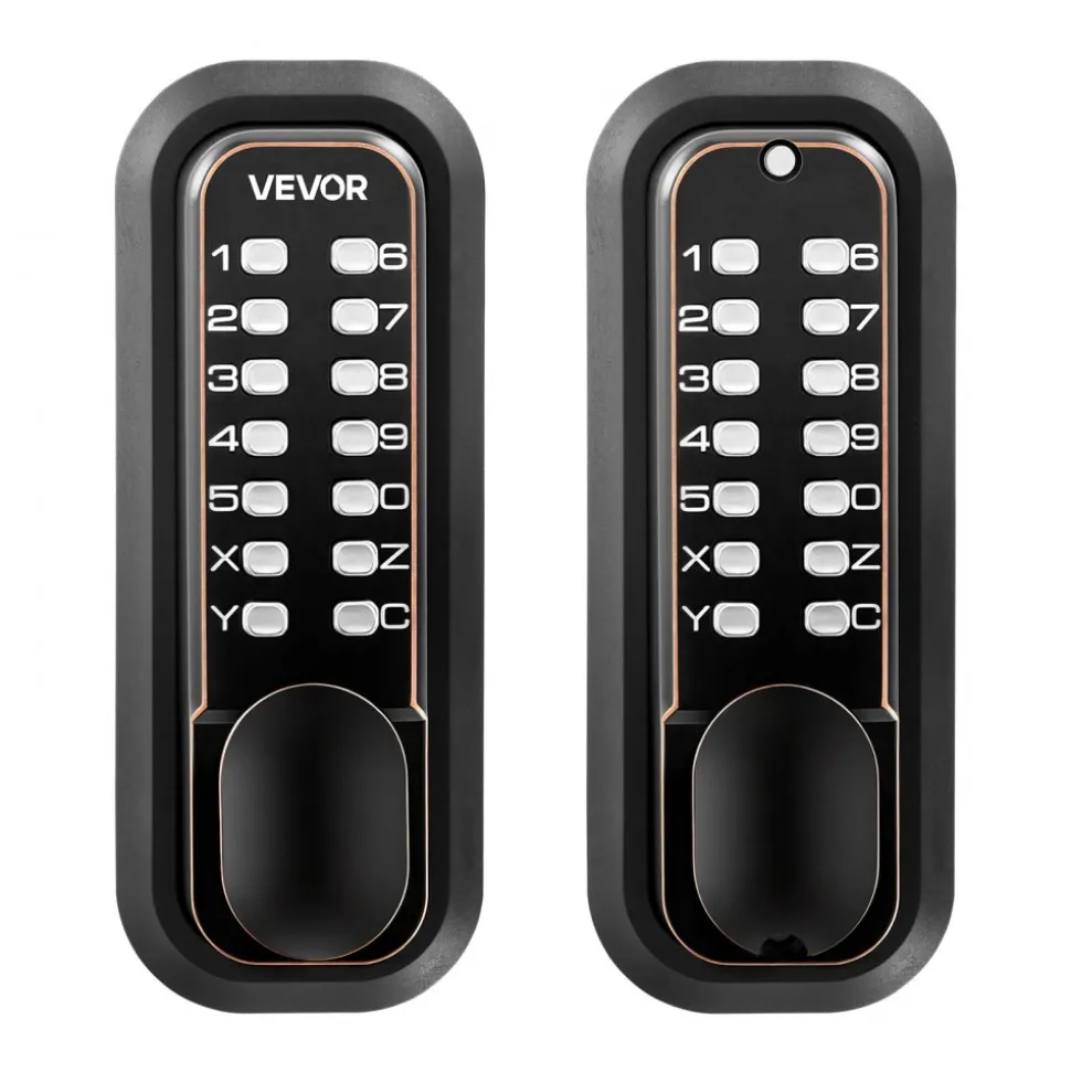 VEVOR Mechanical Keyless Entry Door Lock, 2.0 Code Upgrade, 4-7 Digits Code, Double-Sided Push Button Combination Mechanical Keypad Door Knob, Auto Locking, for Indoor or Outdoor, Oil-Rubbed Bronze